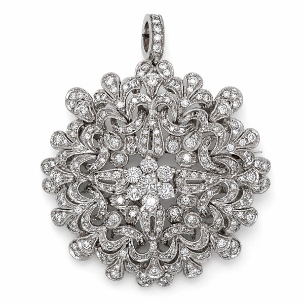 18K White Gold 4.00 Ct. Diamond Pendant/Brooch