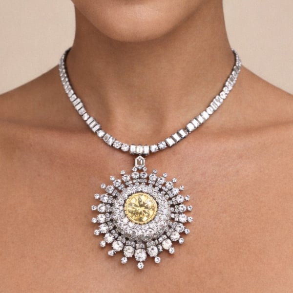 Platinum 53.62 Ct GIA Certified Fancy Color Diamond Necklace