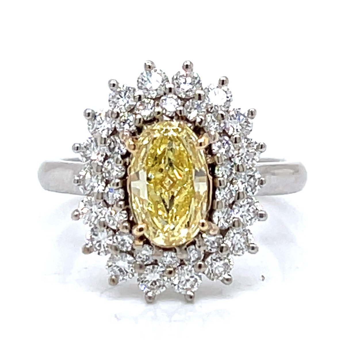 D. VATCHE 14K White Gold GIA Certified 1.06 Ct. Fancy Yellow Diamond Ring