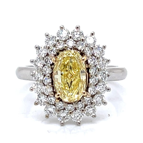 D. VATCHE 14K White Gold GIA Certified 1.06 Ct. Fancy Yellow Diamond Ring