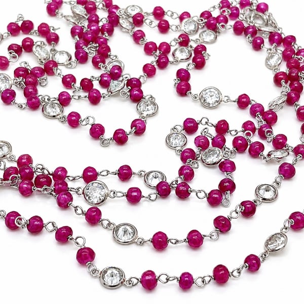 Platinum Ruby & Diamond by the Yard Necklace