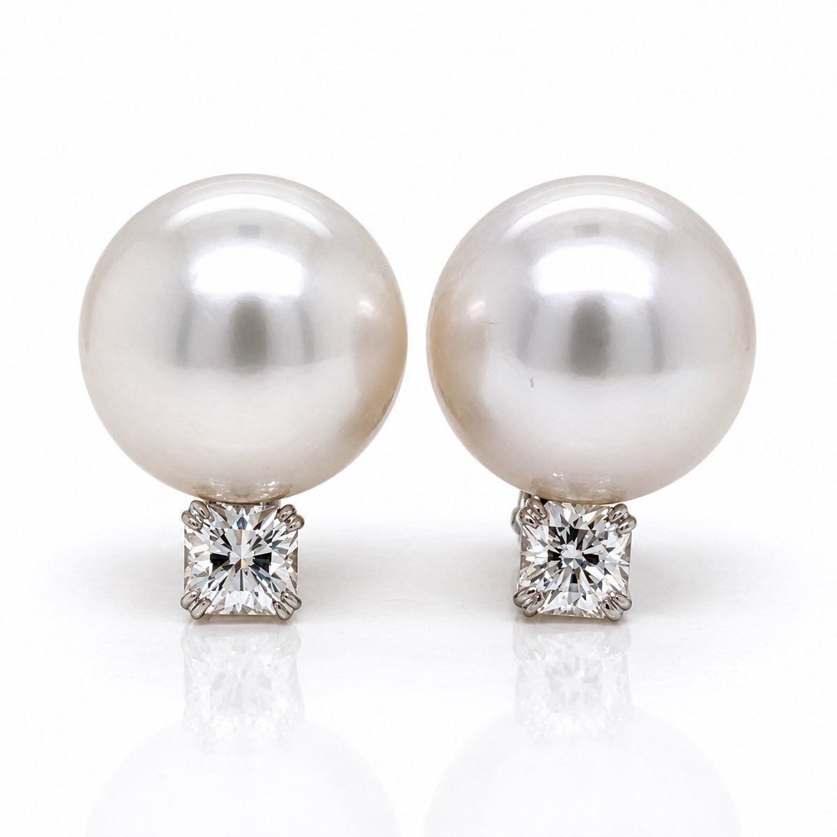 Platinum South Sea Pearl & Diamond Earrings