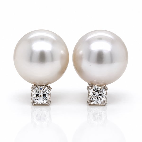 Platinum South Sea Pearl & Diamond Earrings