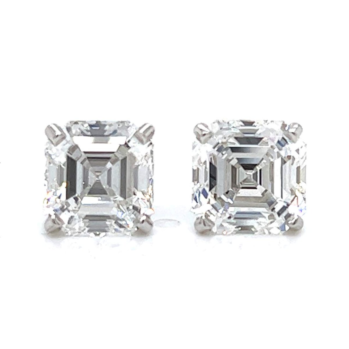 14K White Gold GIA Certified 3.27 Ct. & 2.68 Ct. Diamond Stud Earrings