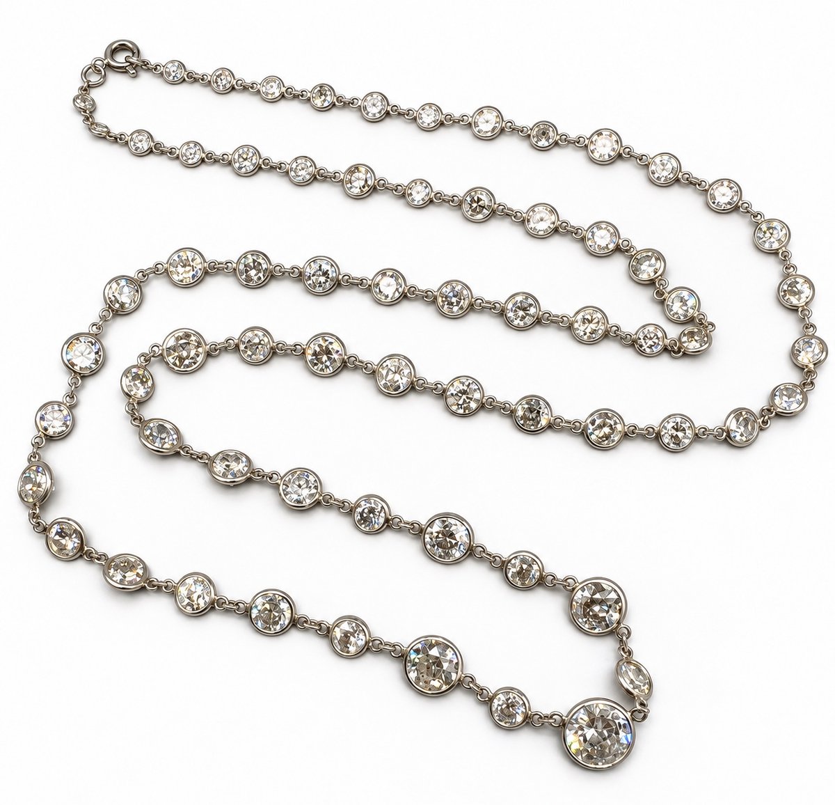 Platinum 47.00 Ct. Graduated Diamond by the Yard Necklace