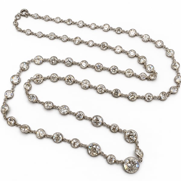 Platinum 47.00 Ct. Graduated Diamond by the Yard Necklace