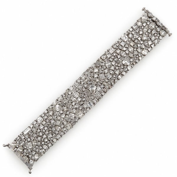 Platinum & 18K White Gold GIA Certified 96.50 Ct Diamond Bracelet