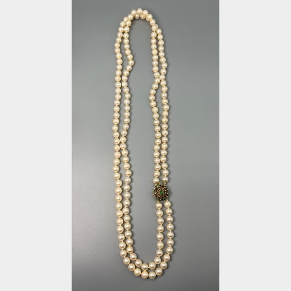 1950’s 14K Yellow Gold Cultured Pearl Necklace