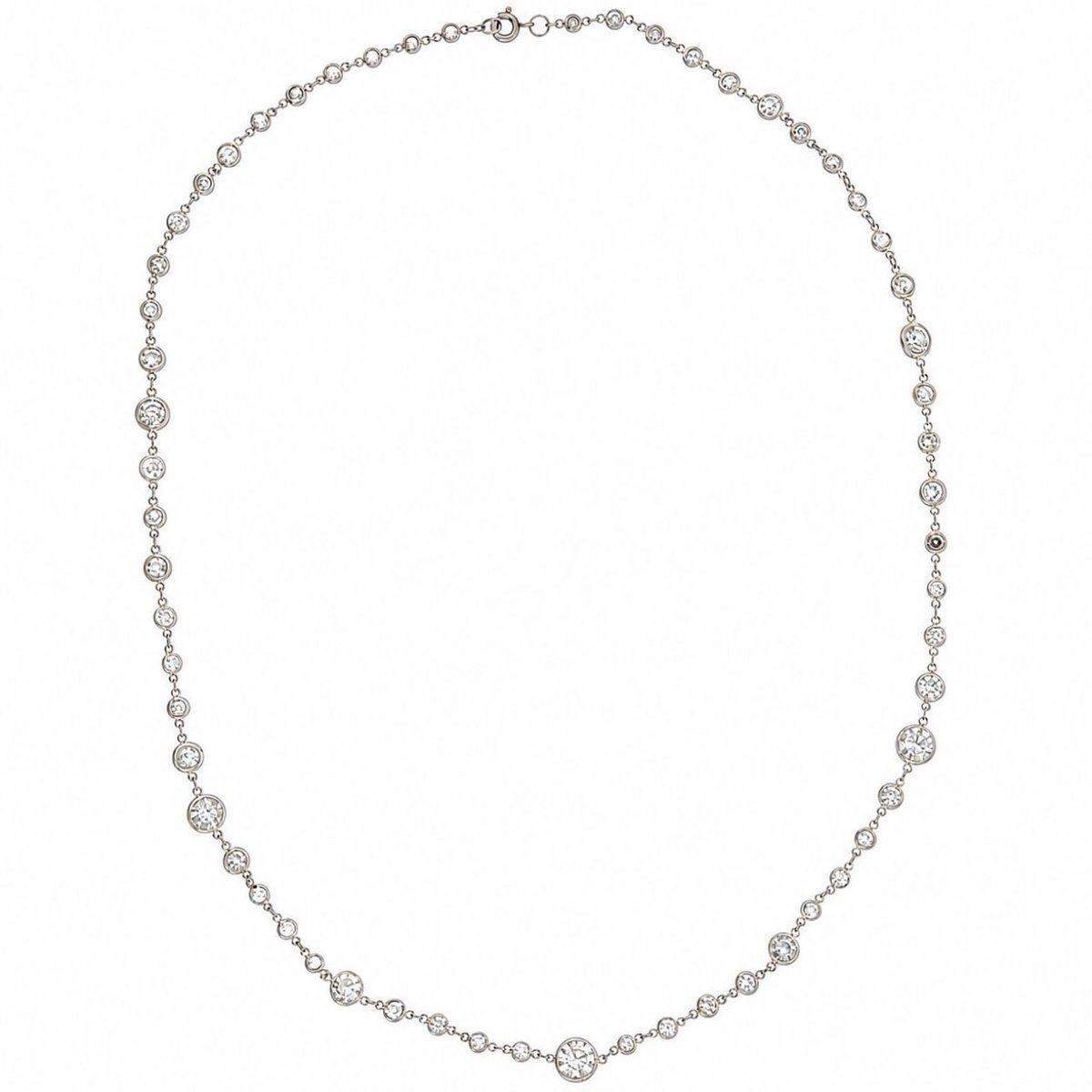 Art Deco Platinum 12.50 Ct. Diamond by the Yard Necklace