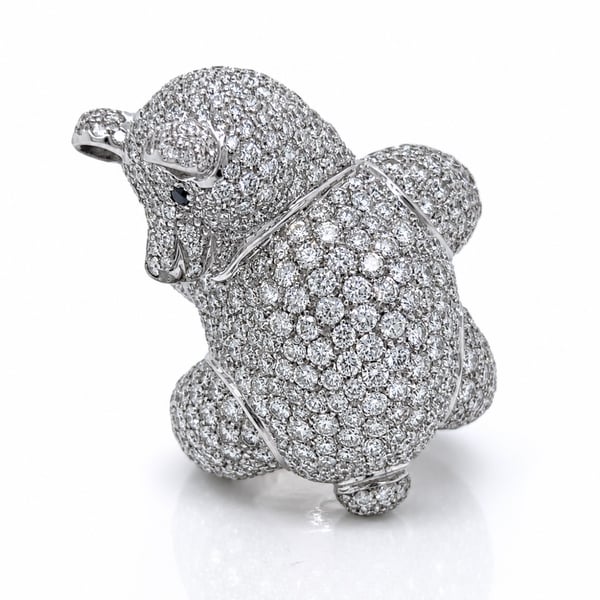 18K White Gold 16.00 Ct. Diamond Bear Ring