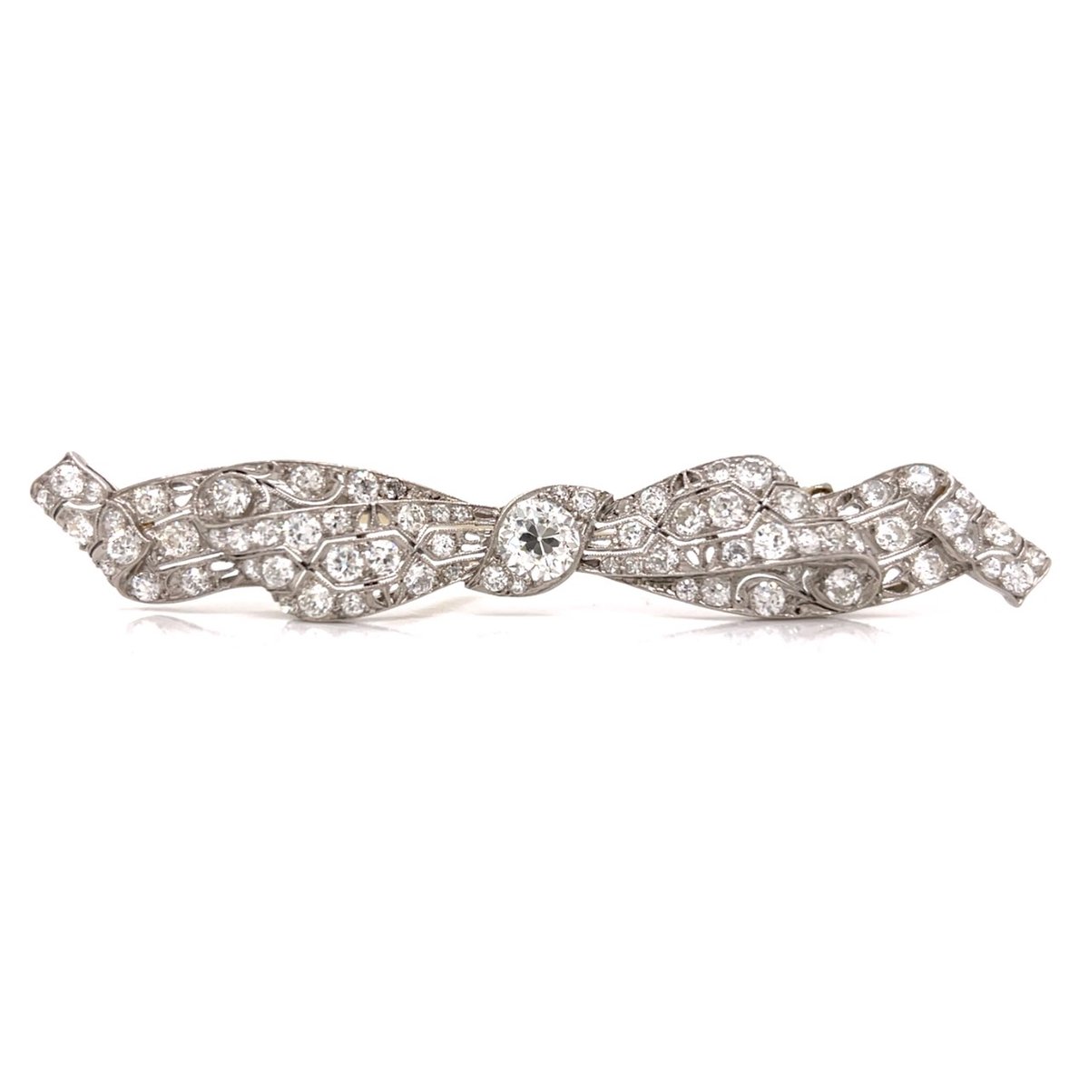 Art Deco Platinum 5.20 Ct. Diamond Brooch