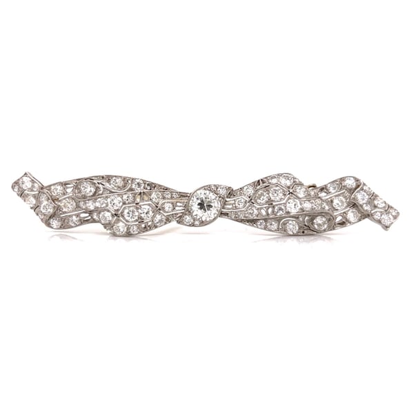 Art Deco Platinum 5.20 Ct. Diamond Brooch