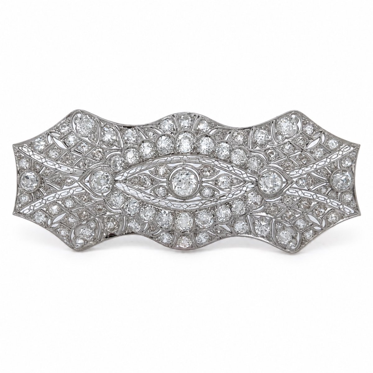 Art Deco Platinum 10.50 Ct. Diamond Brooch