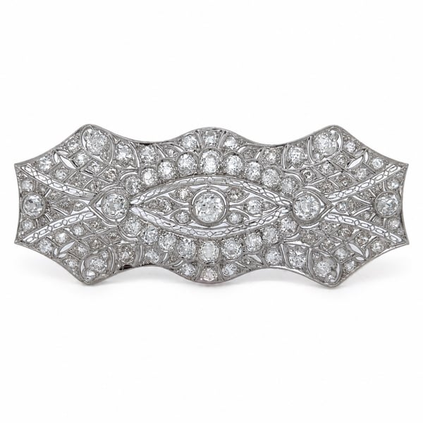 Art Deco Platinum 10.50 Ct. Diamond Brooch