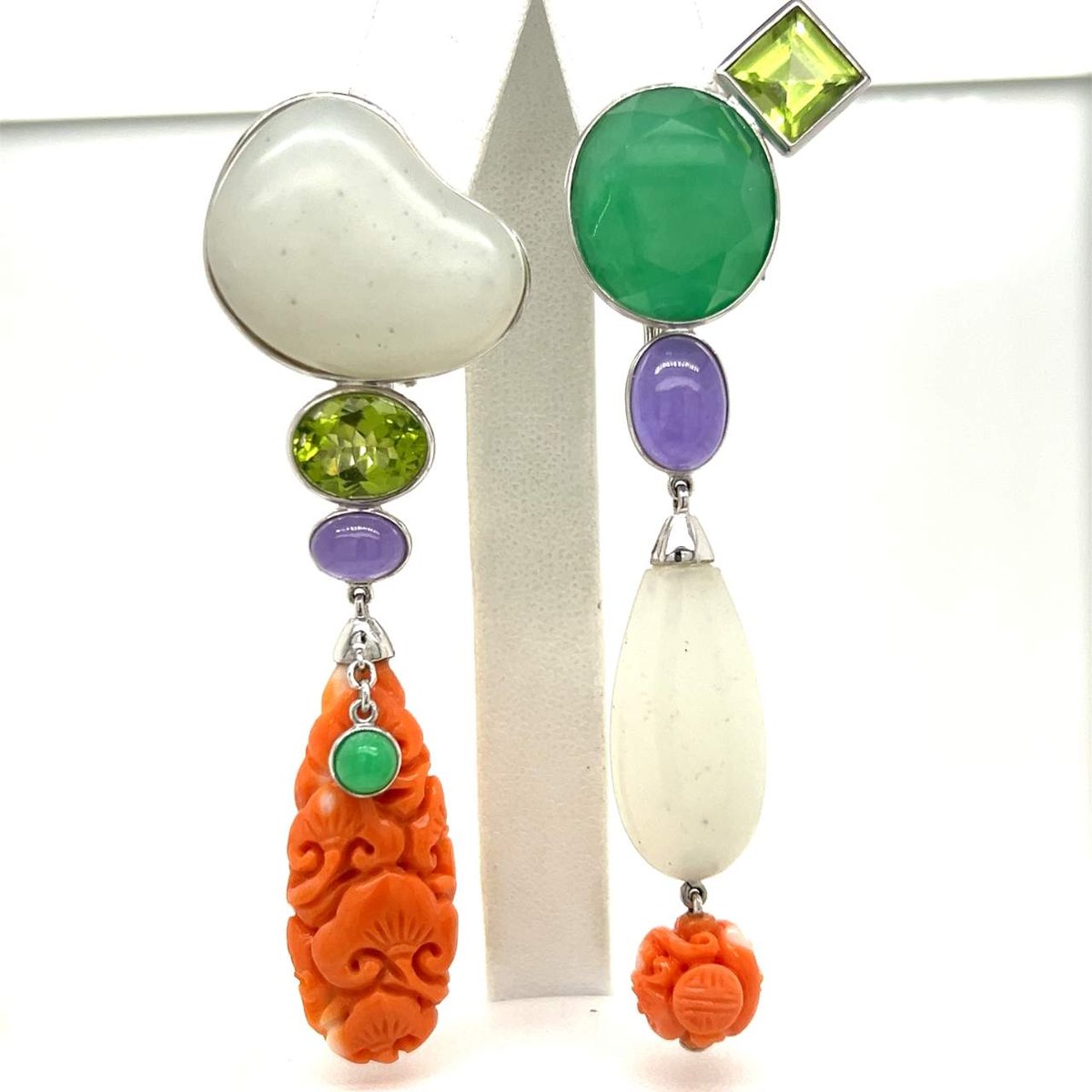 18K Coral & Peridot Earrings