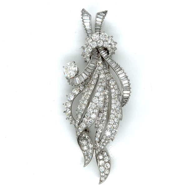 Art Deco Platinum 19.80 Ct. Diamond Brooch