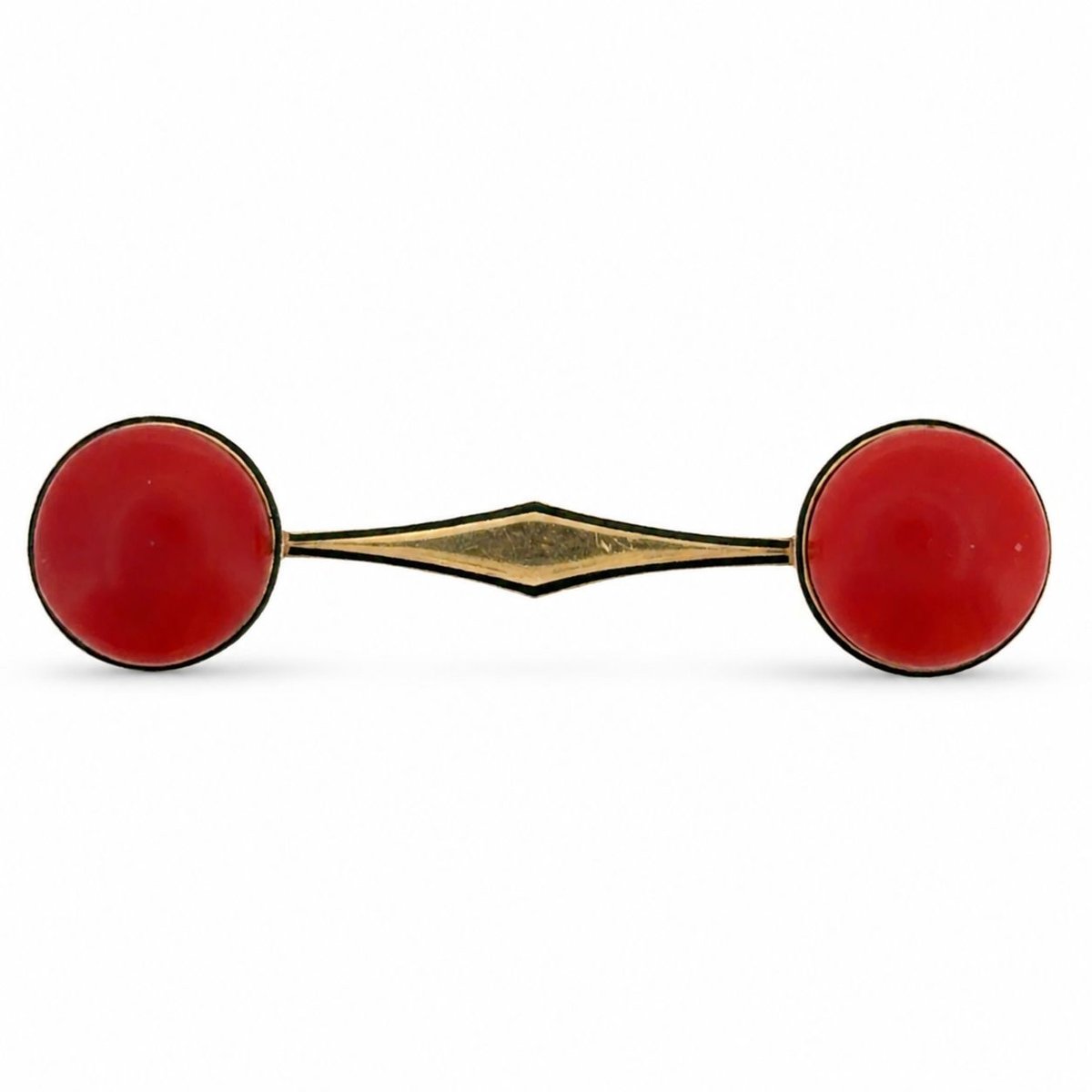 1960's 18K Yellow Gold Coral Brooch