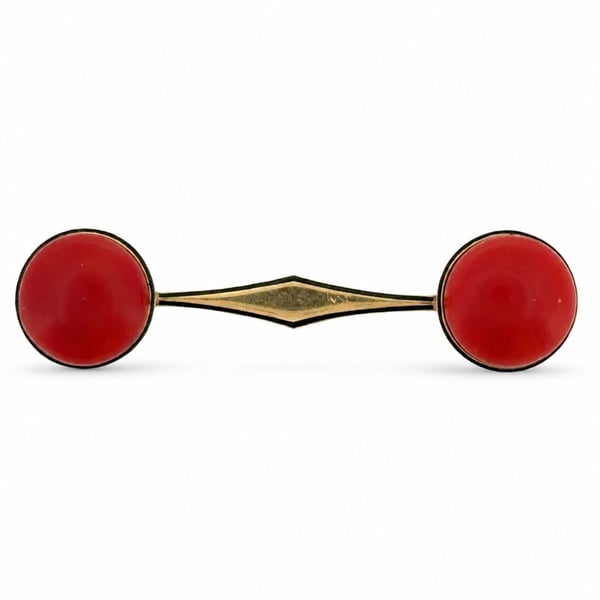 1960's 18K Yellow Gold Coral Brooch