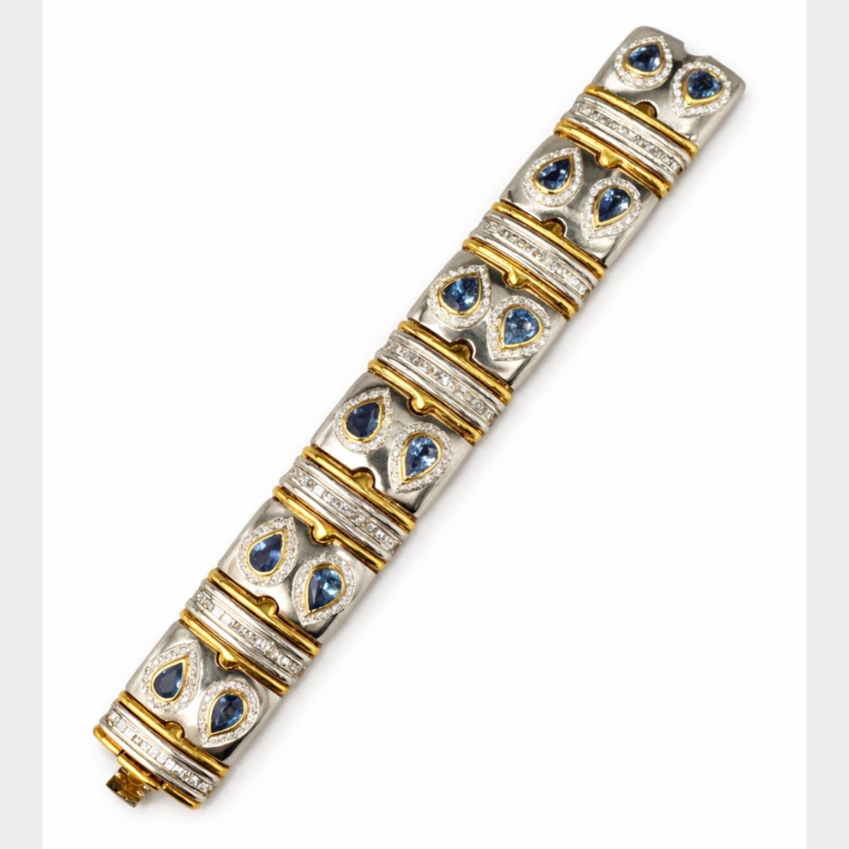 ELAGEM 18K Yellow & White Gold Sapphire and Diamond Bracelet