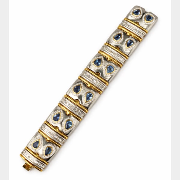 ELAGEM 18K Yellow & White Gold Sapphire and Diamond Bracelet