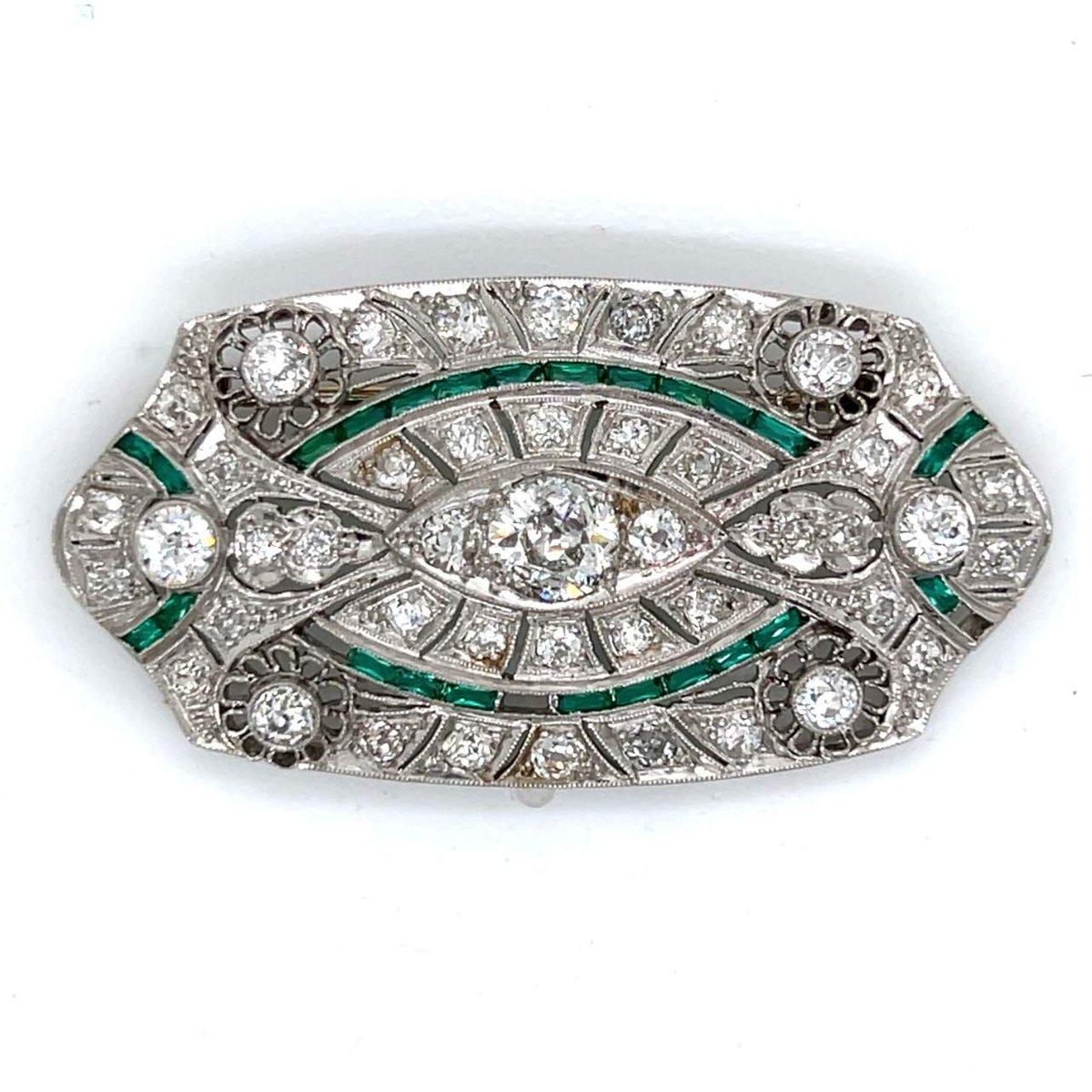 Art Deco Platinum Diamond Brooch/Pendant