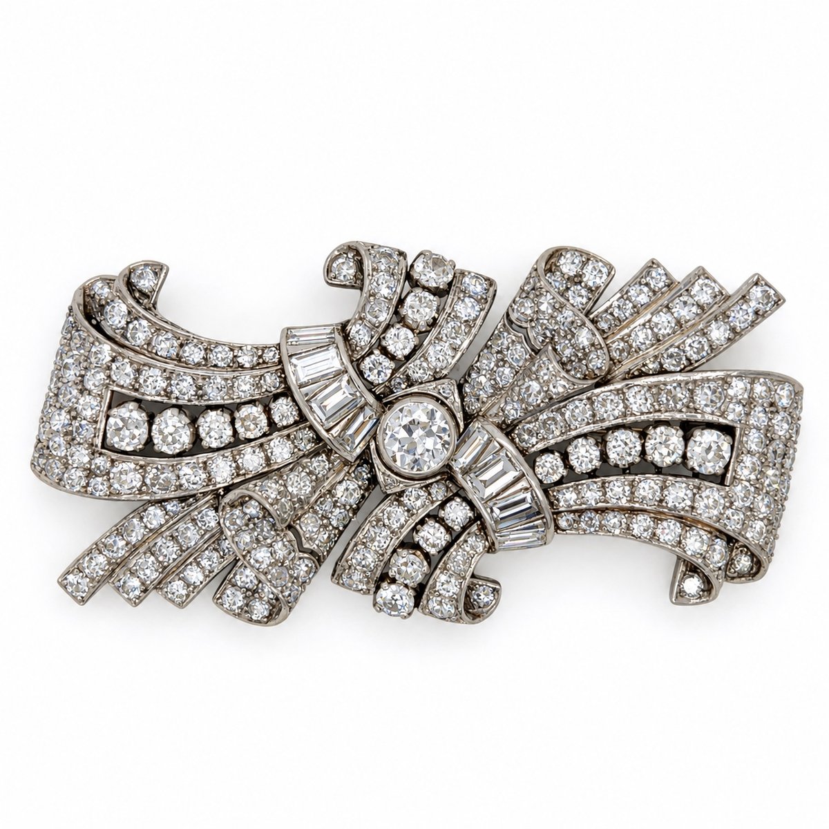 Art Deco Platinum 8.80 Ct. Diamond Brooch