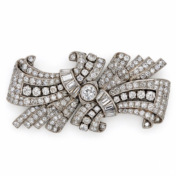 Art Deco Platinum 8.80 Ct. Diamond Brooch