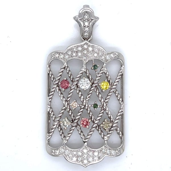 18K White Gold Color Diamond Pendant