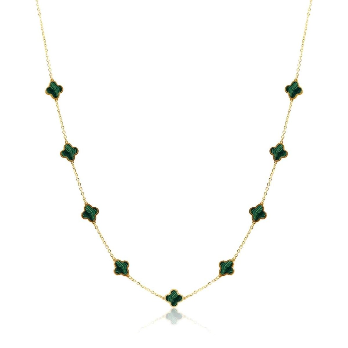 Malachite Green Small Clover Necklace
