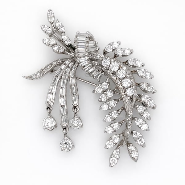 Art Deco Platinum 5.25 Ct. Diamond Brooch