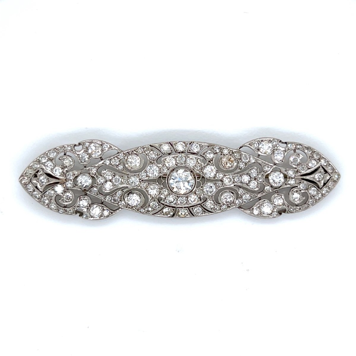 Art Deco Platinum 6.25 Ct. Diamond Brooch