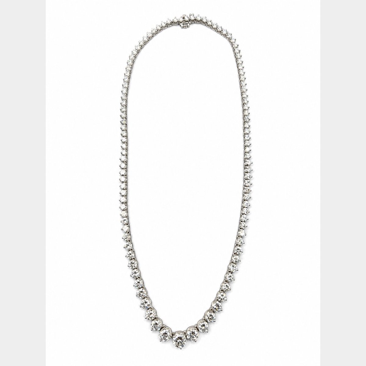 14K White Gold GIA Certified Graduated Diamond Necklace