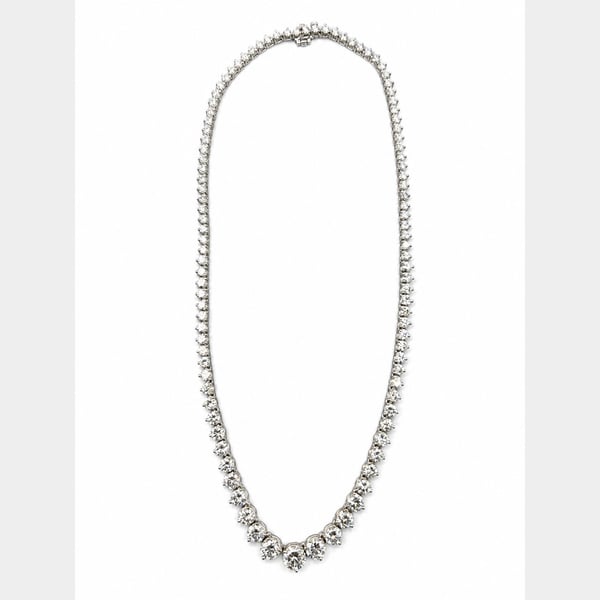 14K White Gold GIA Certified Graduated Diamond Necklace