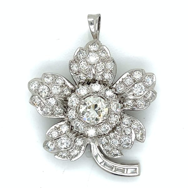 1960’s Platinum Deco Style Diamond Brooch/Pendant