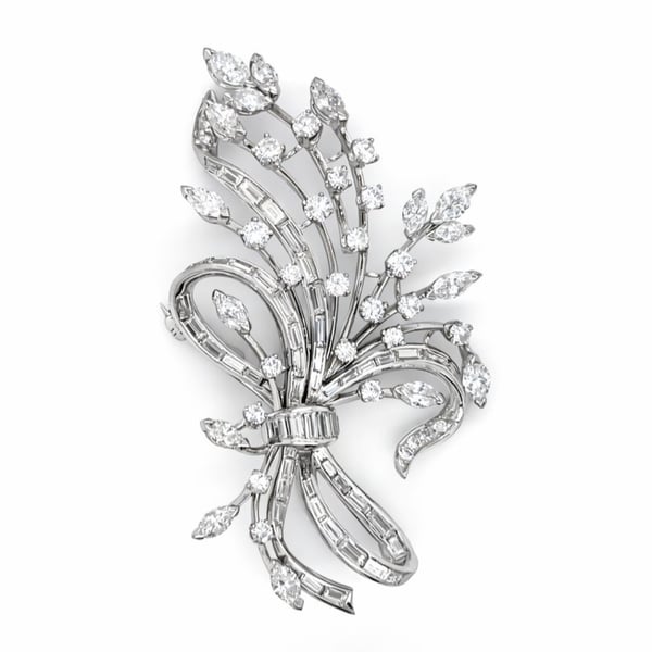 Art Deco Platinum 8.50 Ct. Diamond Brooch