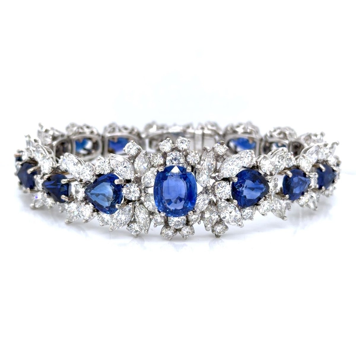 1950’s Platinum AGL Certified Sapphire and Diamond Bracelet