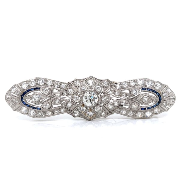 Art Deco 18K White Gold Diamond Brooch