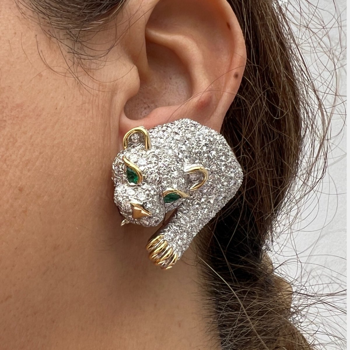 DAVID WEBB 18K & Platinum Emerald and Diamond Earrings