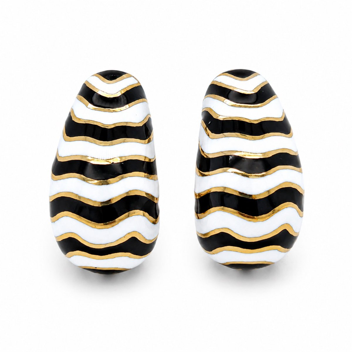 DAVID WEBB 18K Yellow Gold & Platinum Earrings
