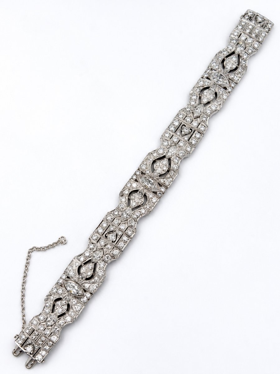 Art Deco Platinum 12.20 Ct. Diamond Bracelet