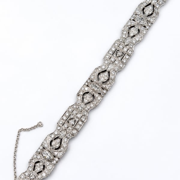 Art Deco Platinum 12.20 Ct. Diamond Bracelet