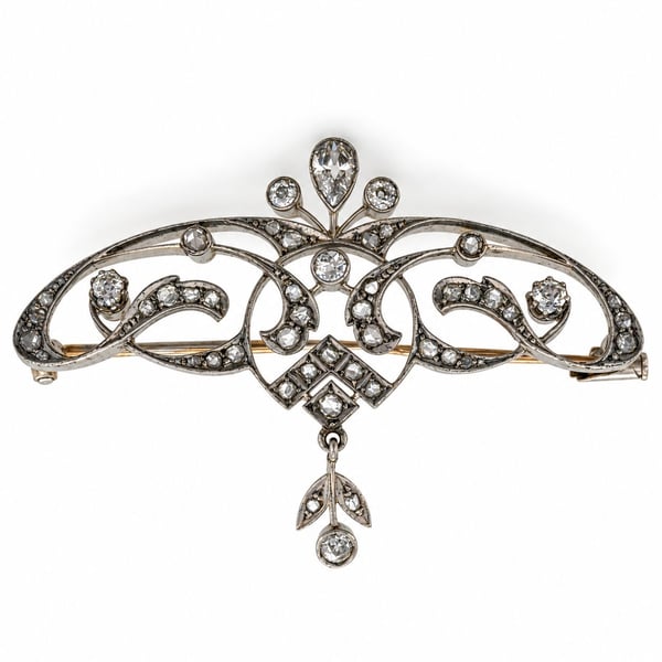 Art Deco Platinum Diamond Brooch