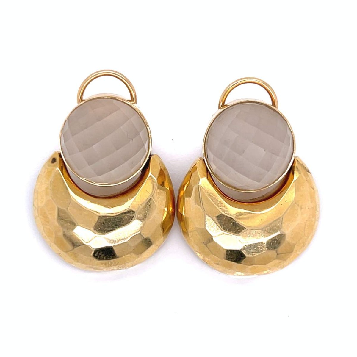 14K Yellow Gold Rock Crystal Earrings
