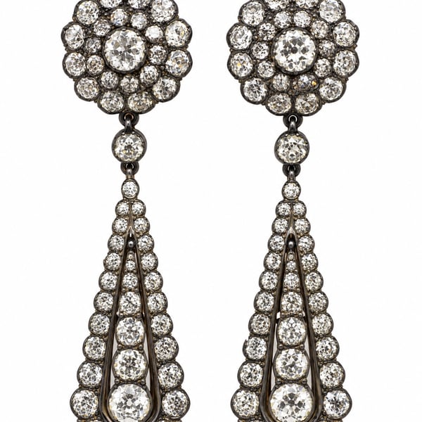 18K Yellow Gold & Silver Top 16.00 Ct. Diamond Earrings
