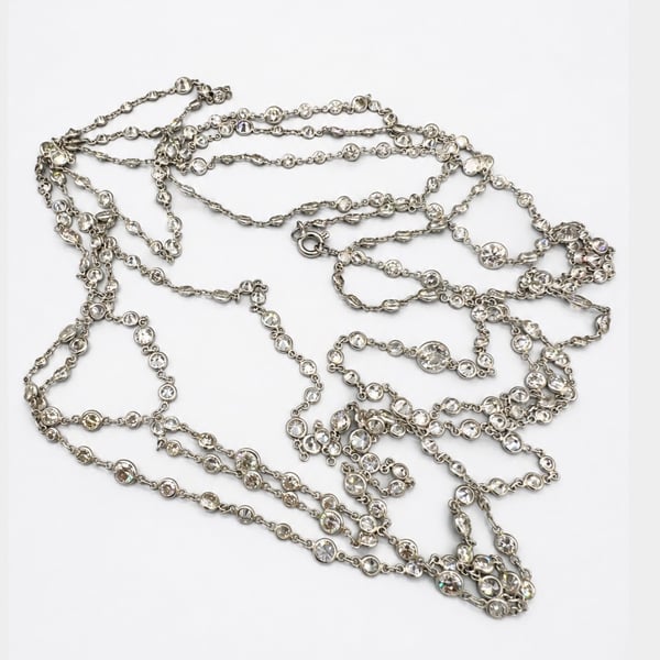 Art Deco Platinum 38.80 Ct. Diamond by the Yard Necklace