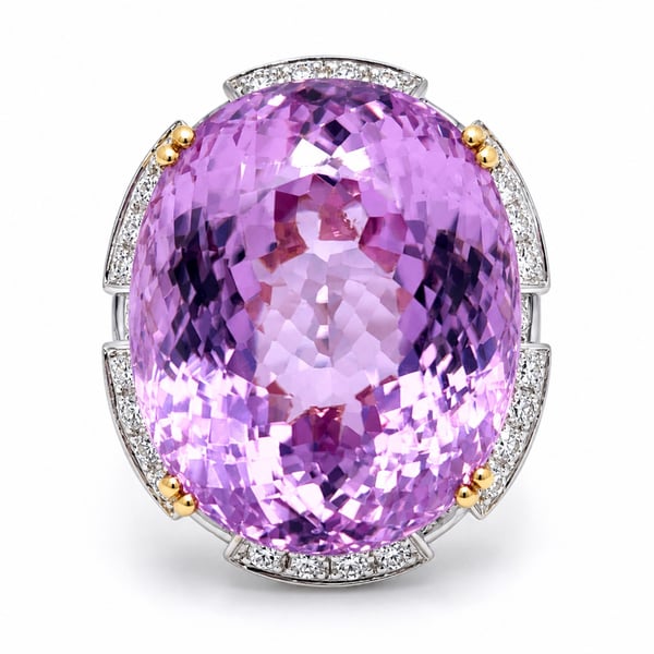 18K White Gold Kunzite & Diamond Cocktail Ring