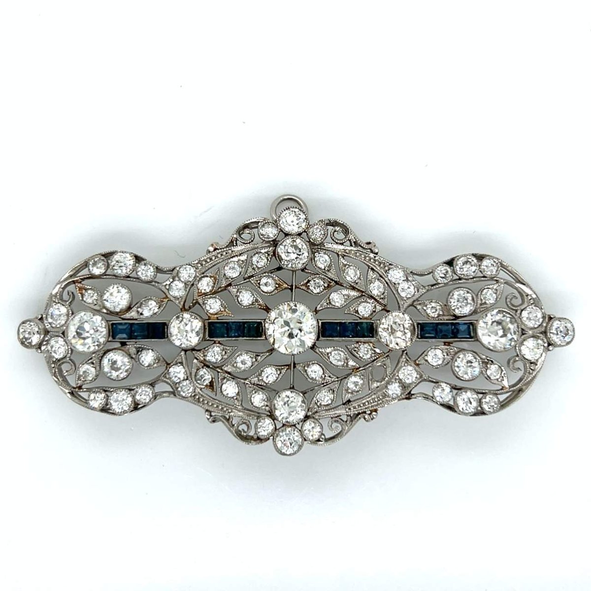 Art Deco Platinum Diamond & Sapphire Pendant/Brooch