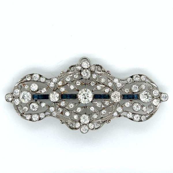 Art Deco Platinum Diamond & Sapphire Pendant/Brooch