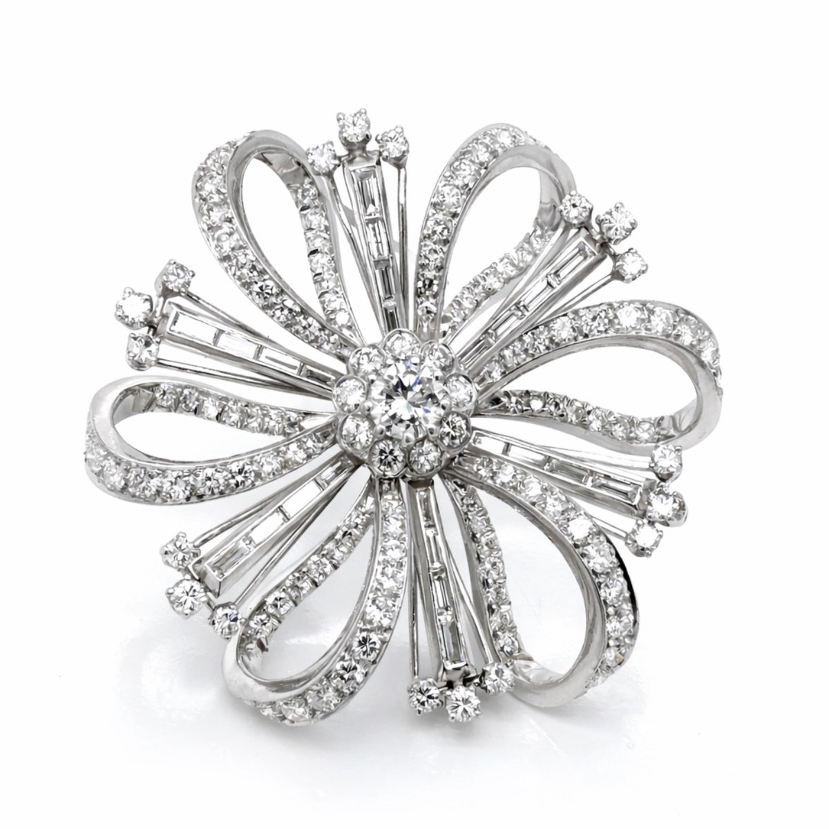 Art Deco Platinum 7.55 Ct. Diamond Brooch