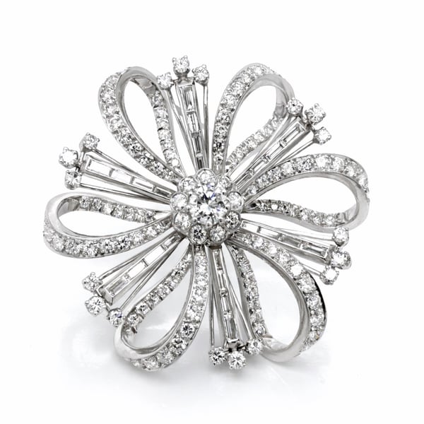 Art Deco Platinum 7.55 Ct. Diamond Brooch
